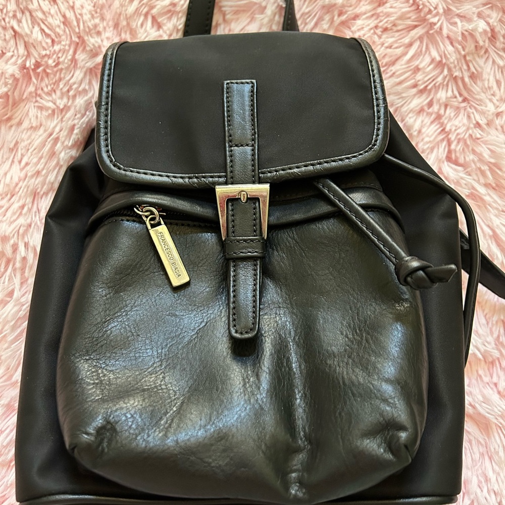 Peruzzi Black Leather Backpack